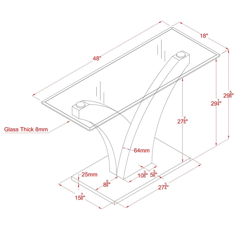 Furniture of America Tri Contemporary Glass Top Console Table in White and Gray