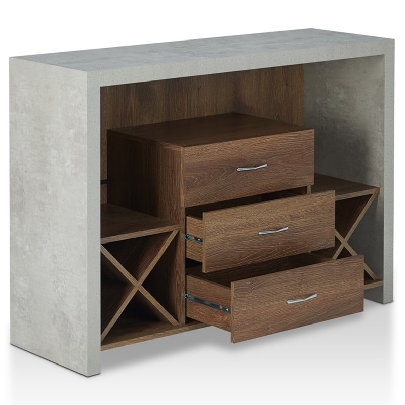 Furniture of America Dixen Wood Multi-Storage Buffet Server in Distressed Walnut