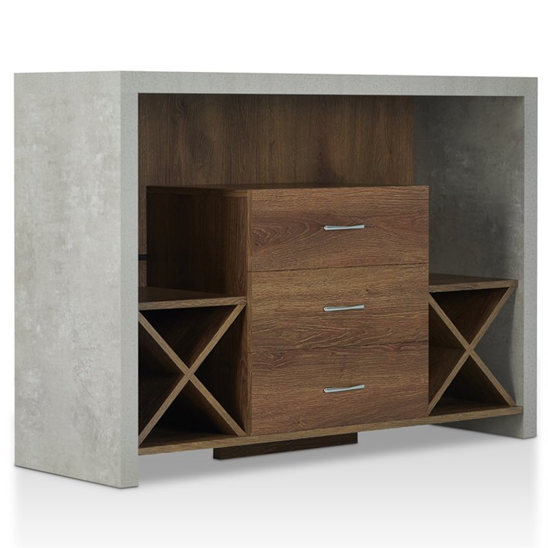 Furniture of America Dixen Wood Multi-Storage Buffet Server in Distressed Walnut
