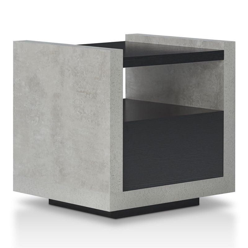 Furniture of America Gare Industrial Wood Storage End Table in Black