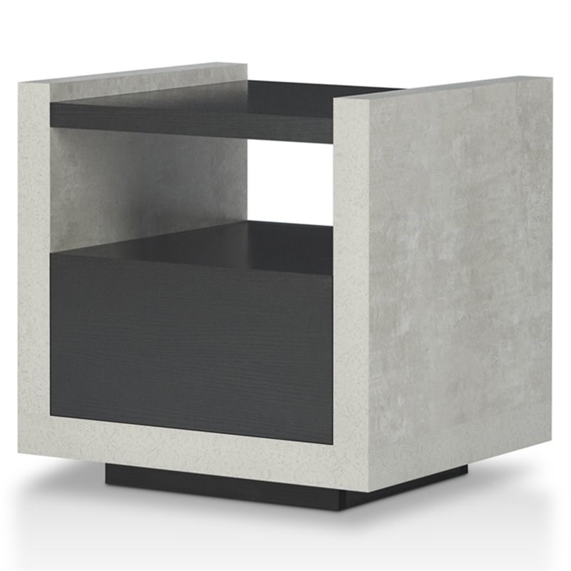 Furniture of America Gare Industrial Wood Storage End Table in Black
