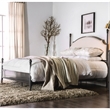 Furniture of America Freila Metal King Poster Panel Bed in Silver Gun Metal