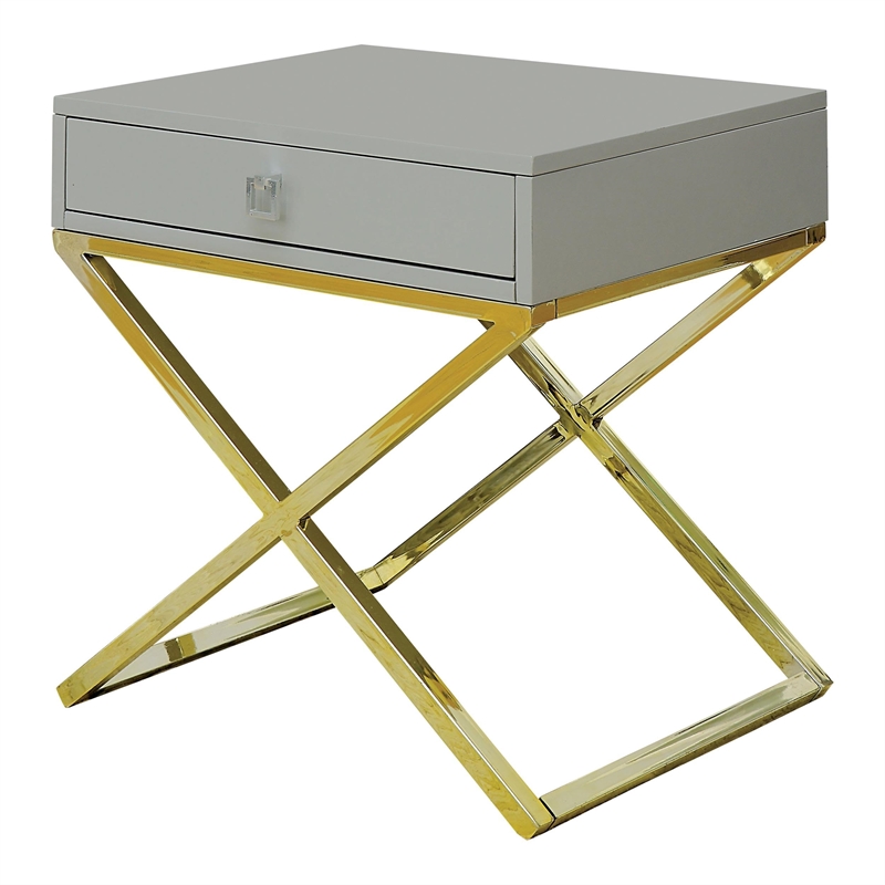 Furniture of America Ira Contemporary Wood 1-Drawer End Table in Gray