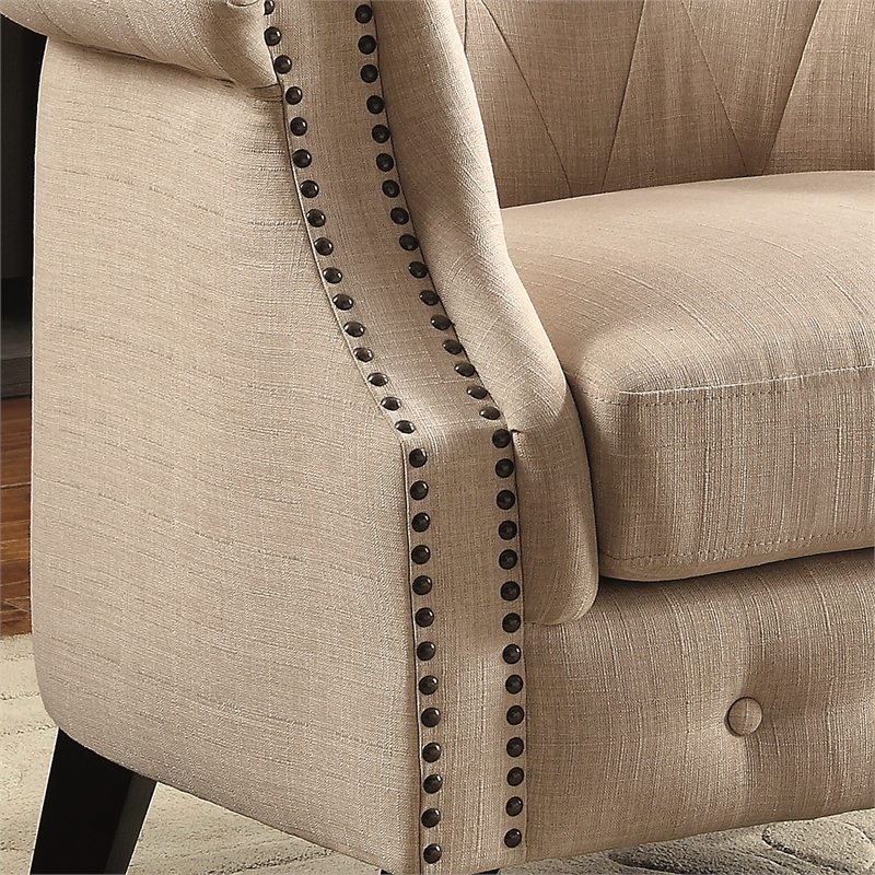 Furniture of America Sofi Contemporary Fabric Upholstered Accent Chair in Ivory