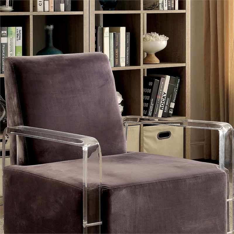 Furniture of America Jaz Contemporary Fabric Upholstered Accent Chair in Gray