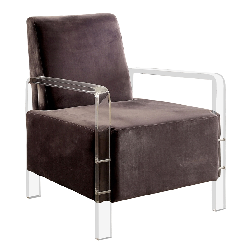 Furniture of America Jaz Contemporary Fabric Upholstered Accent Chair in Gray