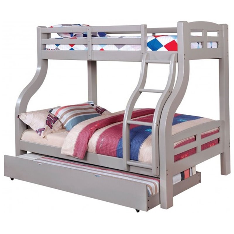Furniture of America Gastrom Wood Twin over Full Bunk Bed in Gray