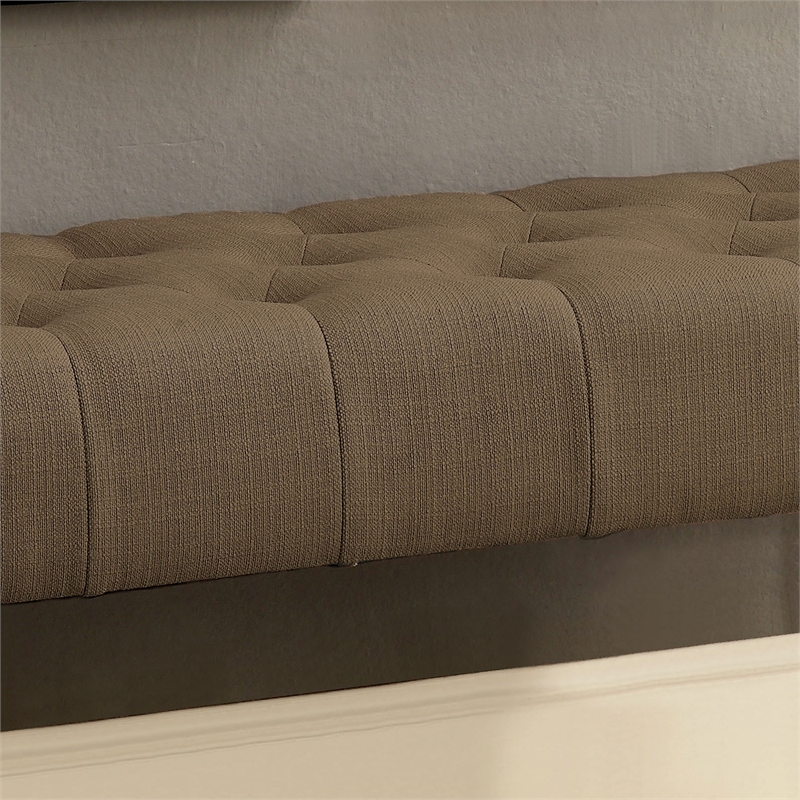 Furniture of America Paz Contemporary Fabric Tufted Bench in Brown