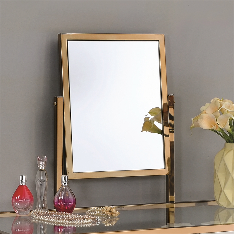 Furniture of America Ian Metal 3-Piece Bedroom Vanity Set in Champagne Gold