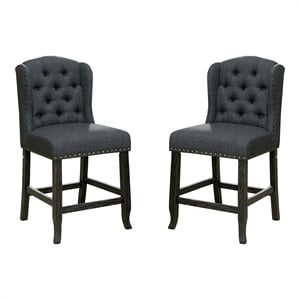 Furniture of America Sinuata Fabric Gray Wingback Counter Chair (Set of 2)