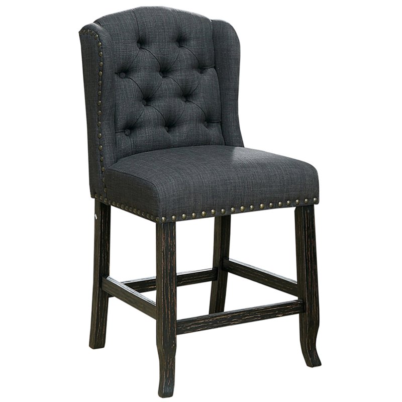 Furniture of America Sinuata Fabric Gray Wingback Counter Chair (Set of 2)
