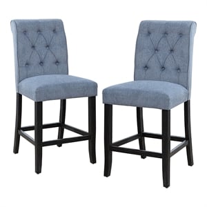 Furniture of America Landon 26&quot Fabric Upholstered Counter Stool Blue (Set of 2)