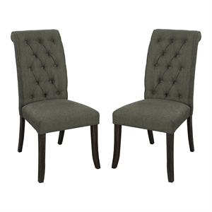 Furniture of America Landon Fabric Side Chair in Gray and Black (Set of 2)