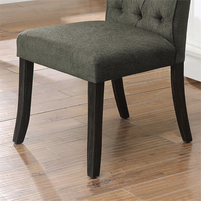 Furniture of America Landon Fabric Side Chair in Gray and Black (Set of 2)