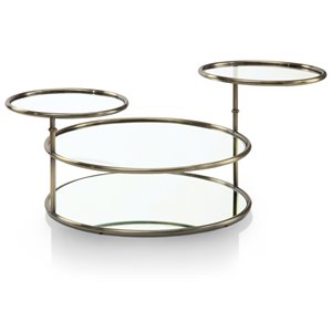Furniture of America Loli Metal Tiered Coffee Table in Gold Champagne
