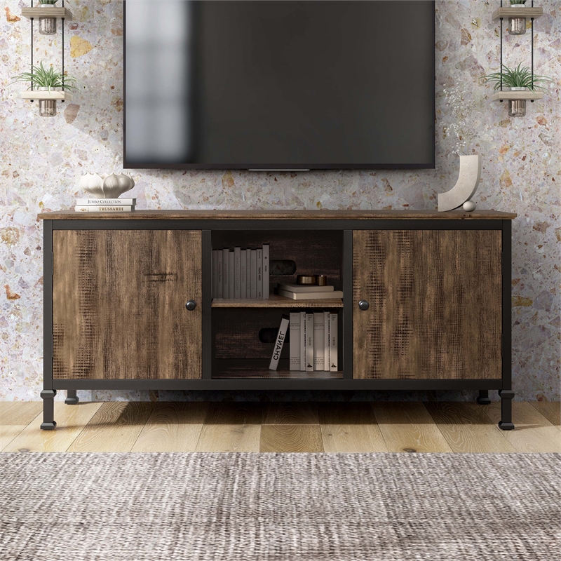 Furniture of America Ronda Industrial Wood 60-Inch TV Stand in Weathered Oak