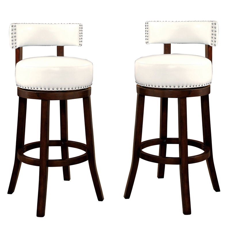 Furniture of America Tendel Faux Leather 29-inch Bar Stool in White (Set of 2)