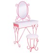 Furniture of America Prink Metal 3-Piece Kids Vanity Set in Pink and White