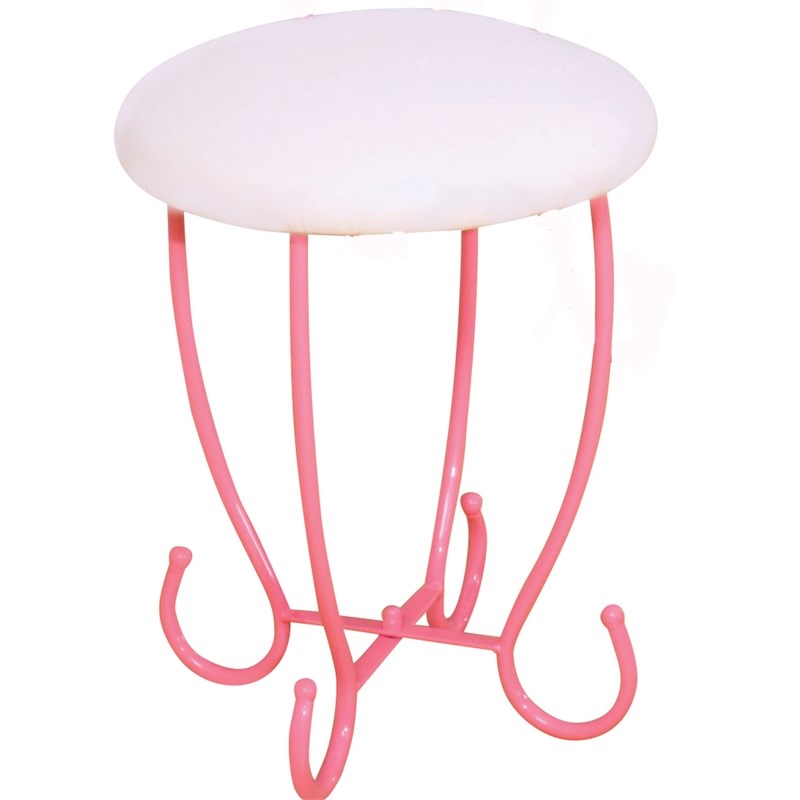 Furniture of America Prink Metal 3-Piece Kids Vanity Set in Pink and White