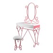 Furniture of America Prink Metal 3-Piece Kids Vanity Set in Pink and White