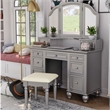 Furniture of America Tamarah Wood 3-Piece Bedroom Vanity Set in Silver