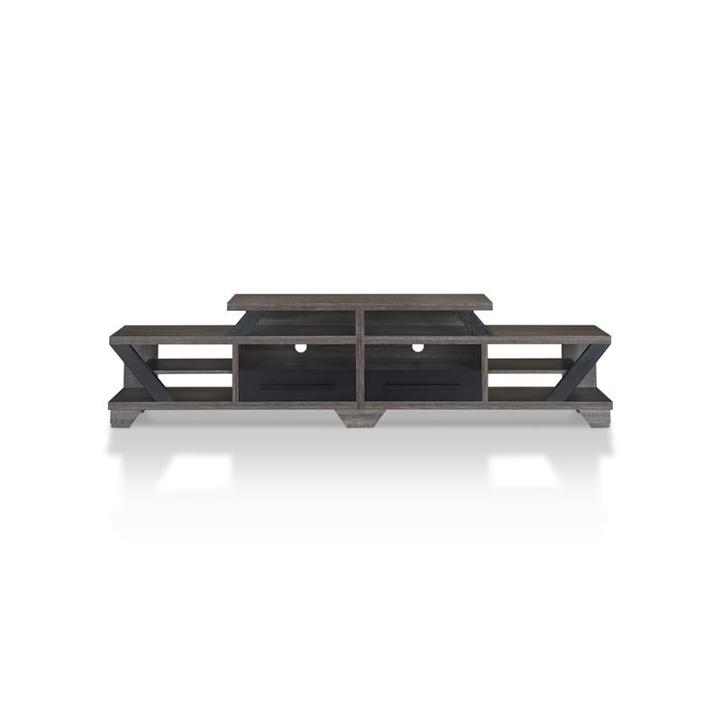 Furniture of America Dixon Rustic Wood 82-Inch TV Stand in Distressed Gray