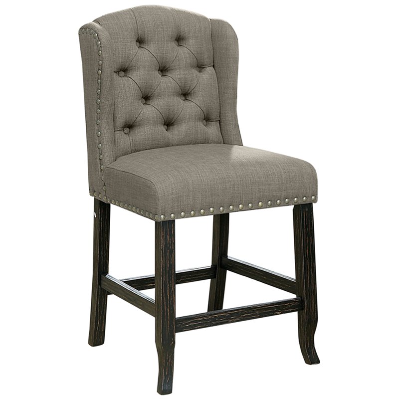 Furniture of America Sinuata Fabric Light Gray Wingback Counter Chair (Set of 2)