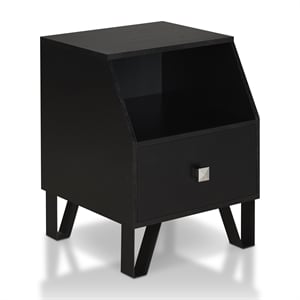 Furniture of America Jilah Modern Wood Storage End Table in Black