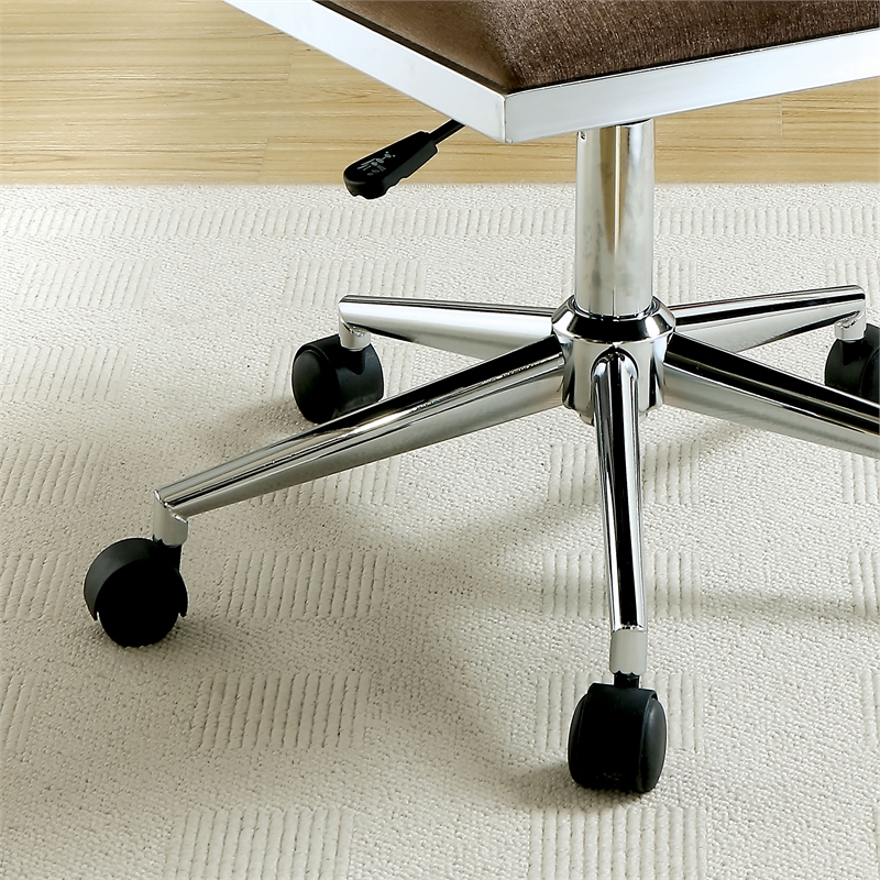 Furniture of America Bella Fabric Ergonomic Armless Office Chair in Brown