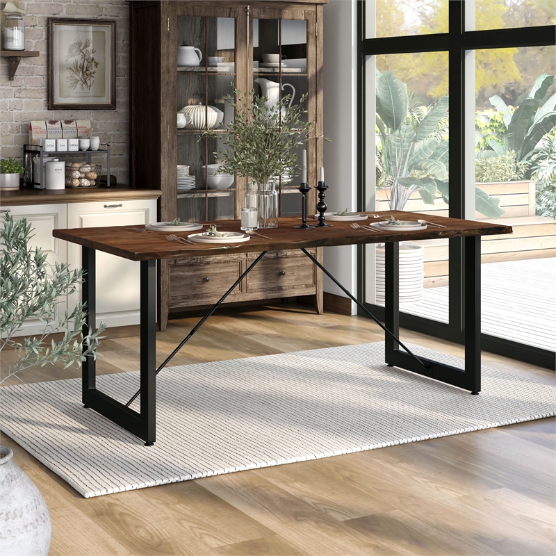 Furniture of America Elsbeth Industrial Wood Extendable Dining Table in Walnut