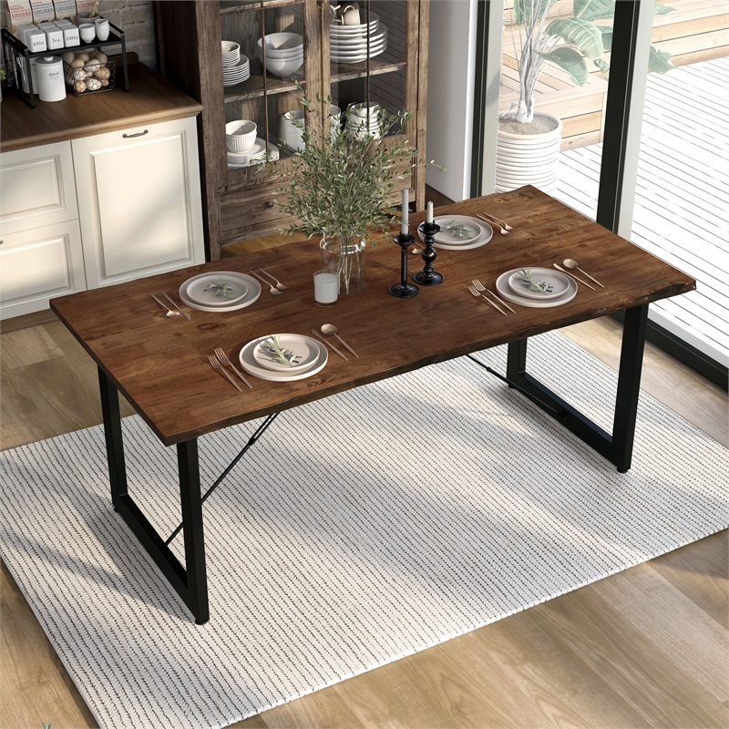 Furniture of America Elsbeth Industrial Wood Extendable Dining Table in Walnut