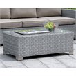 Furniture of America Condor Rattan Glass Top Patio Coffee Table in Gray