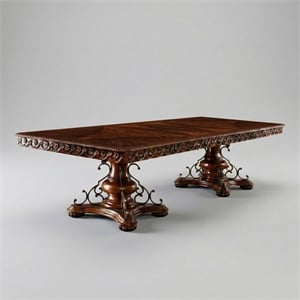 Furniture of America Traditional Eleanora Wood Pedestal Dining Table in Cherry