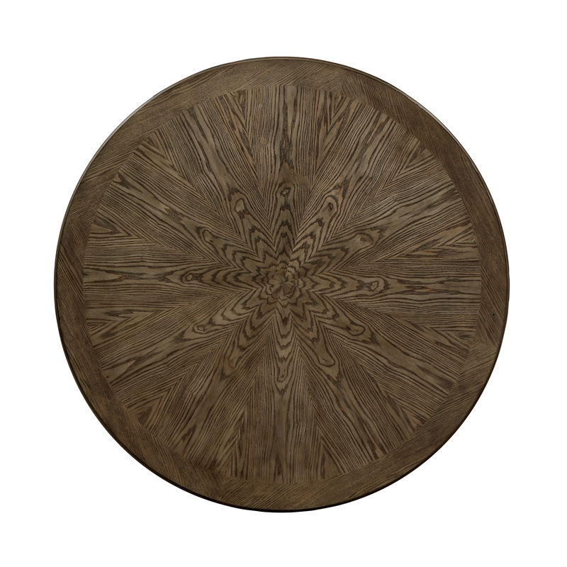 Furniture of America Kora Rustic Round Trestle Wood Dining Table in Light Oak