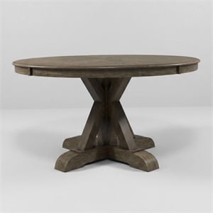 Furniture of America Kora Rustic Round Trestle Wood Dining Table in Light Oak