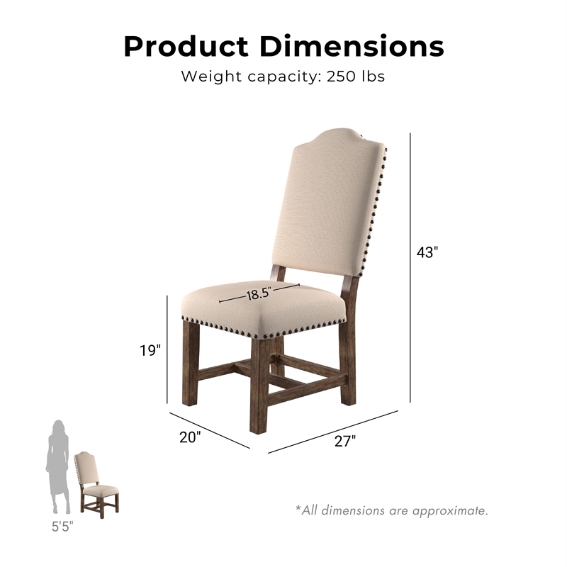 Furniture of America Kora Light Oak Fabric Dining Side Chair (Set of 2)