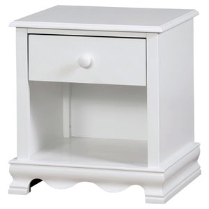 Furniture of America Poppy Transitional Wood 1-Drawer Nightstand in White