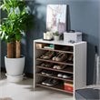 Furniture of America Soren Modern Wood 5-Tier Shoe Rack in White and Brown
