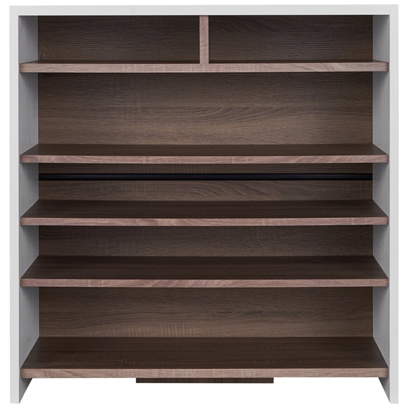 Furniture of America Soren Modern Wood 5-Tier Shoe Rack in White and Brown