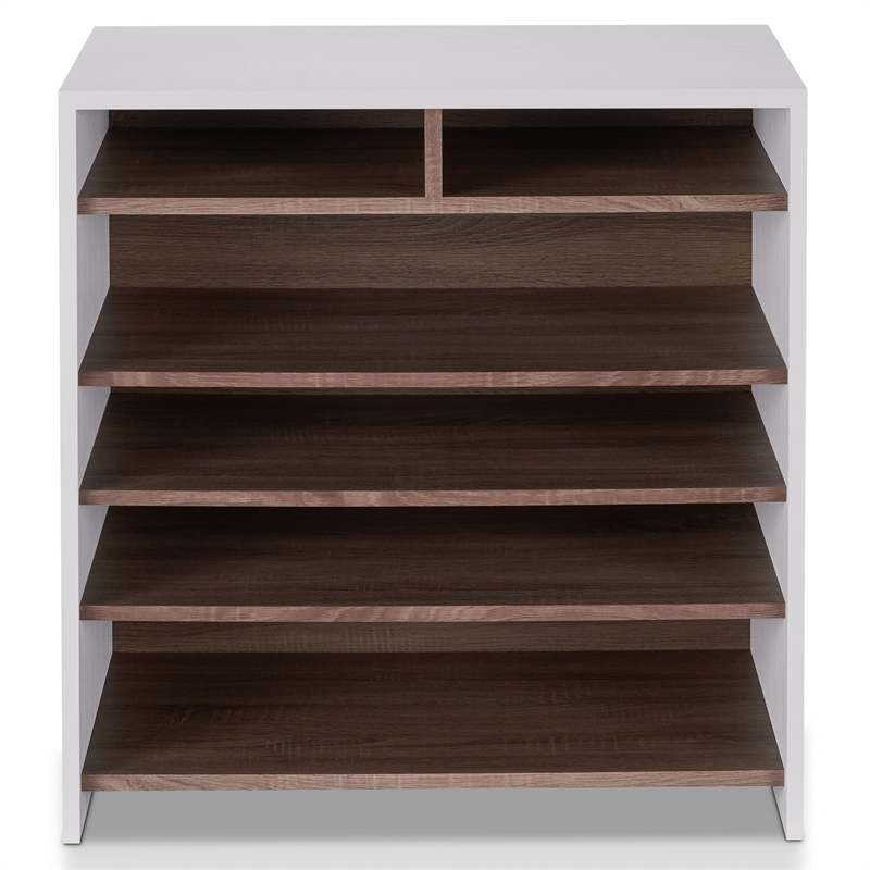 Furniture of America Soren Modern Wood 5-Tier Shoe Rack in White and Brown
