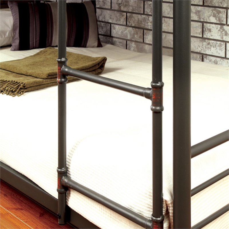 Furniture of America Bryon Metal Twin Triple Bunk Bed in Antique Black