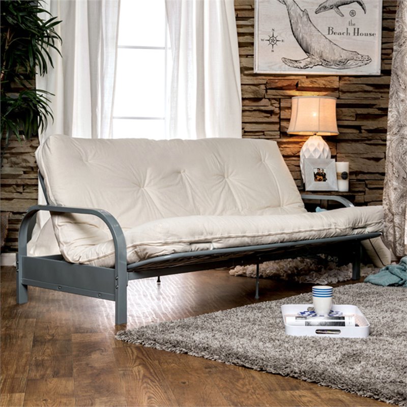 Furniture of America Brocko Contemporary Fabric 8-inch Futon Mattress in White