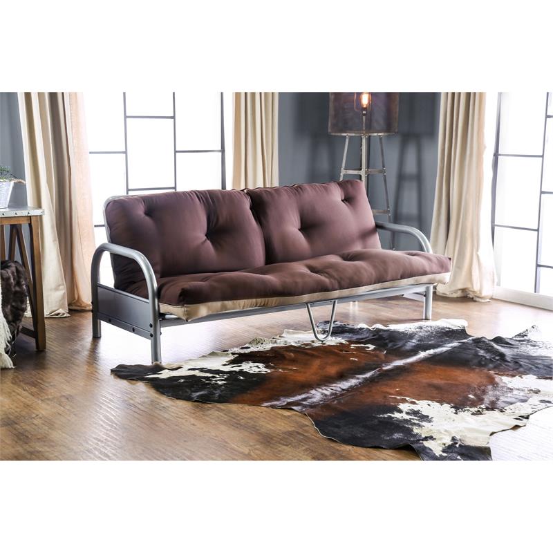 Furniture of America Vargas Fabric 6-inch Futon Mattress in Khaki and Brown