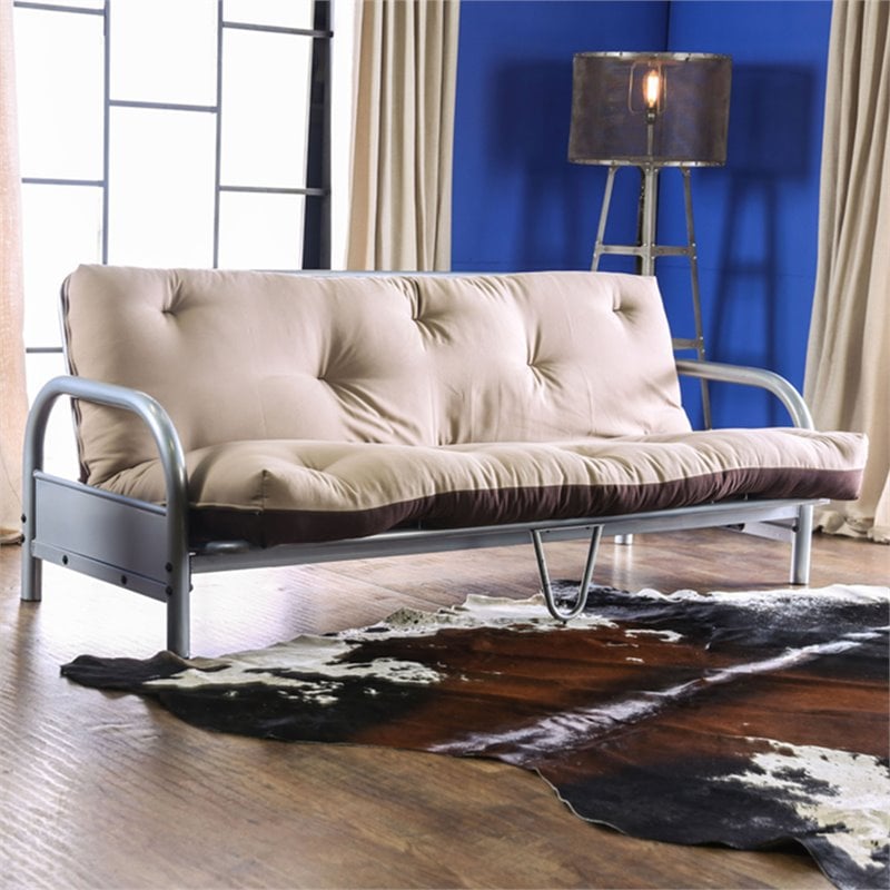 Furniture of America Vargas Fabric 6-inch Futon Mattress in Khaki and Brown