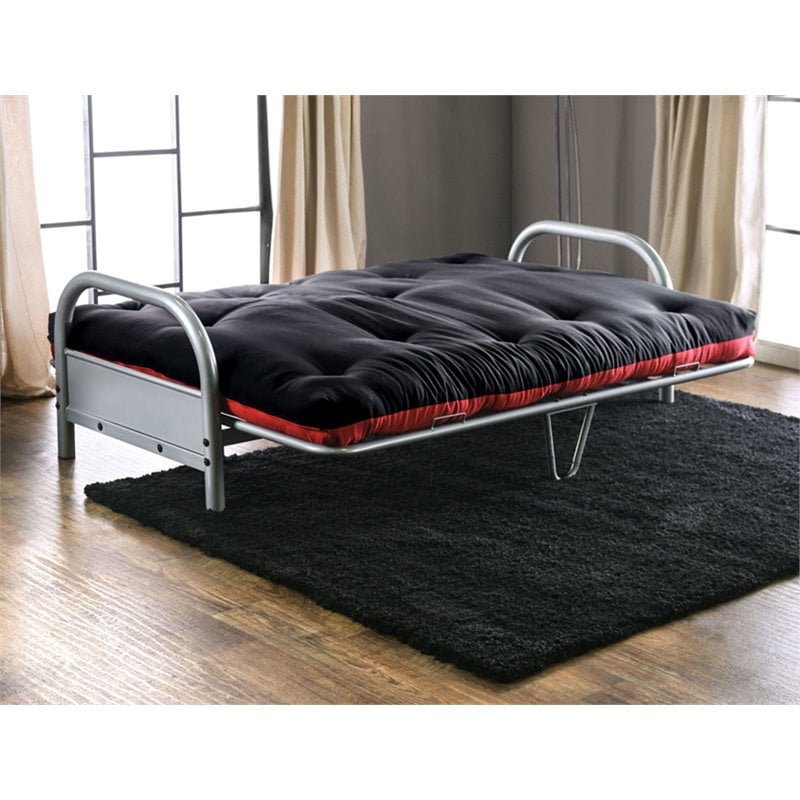 Furniture of America Vargas Fabric Cotton 6-inch Futon Mattress in Black and Red