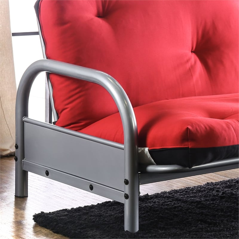 Furniture of America Vargas Fabric Cotton 6-inch Futon Mattress in Black and Red