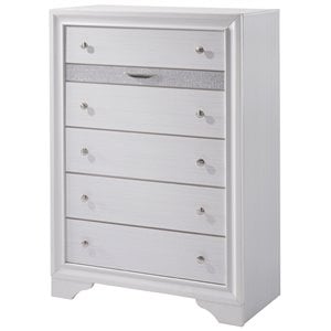Furniture of America Laren Contemporary Solid Wood 5-Drawer Chest in White