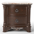 Furniture of America Jordan Wood and Marble Top Nightstand in Brown Cherry