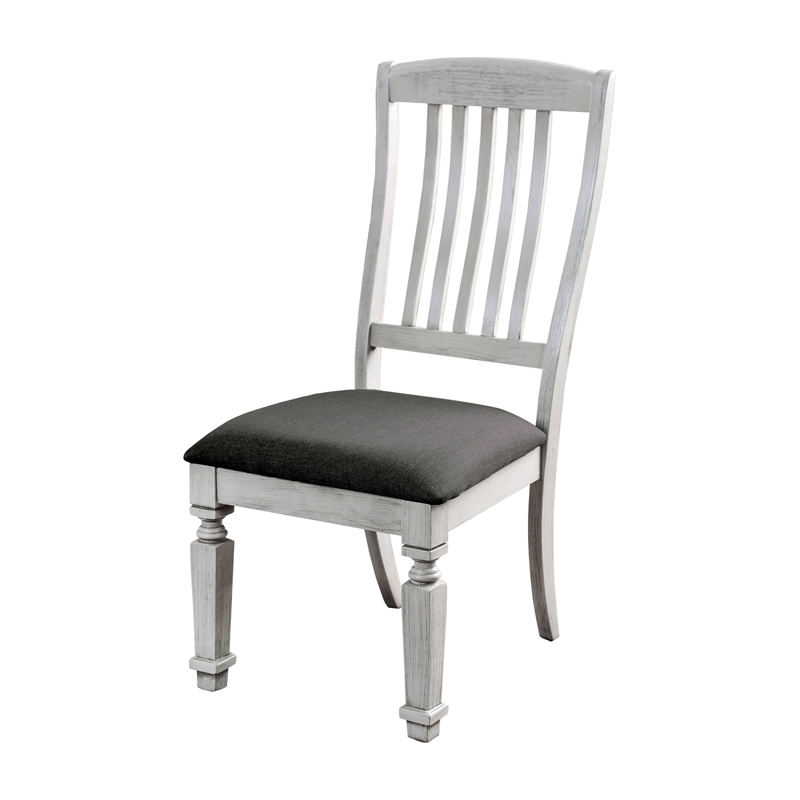 Furniture of America Cassie Wood Padded Dining Chair in Antique White (Set of 2)