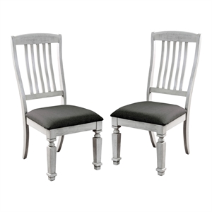 Furniture of America Cassie Wood Padded Dining Chair in Antique White (Set of 2)